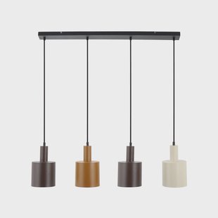 Lindby hanglamp Ovelia, bruin/koffie/beige, 4-lamps, E27