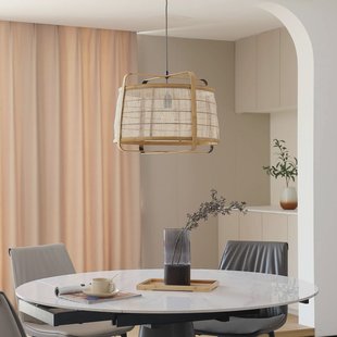 Lindby hanglamp Liriana, bamboe, ijzer, Ø 45 cm, E27