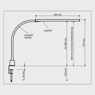 LED klemlamp MAULpirro, wit, hoogte 37 cm, dimbaar