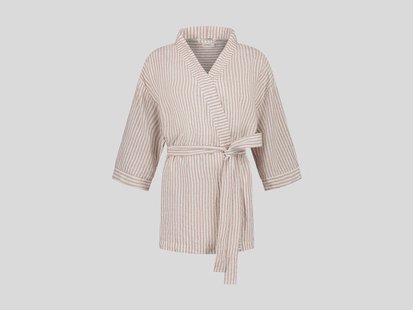 Yumeko Kimono jasje gewassen linnen rose stripe L 100% gewassen linnen Yumeko Kimono jasje gewassen linnen rose stripe L 100% gewassen linnen