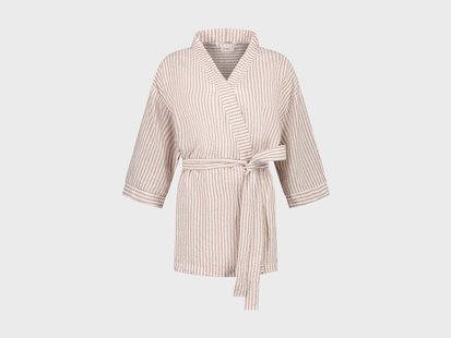 Yumeko Kimono jasje gewassen linnen rose stripe 100% gewassen linnen Yumeko Kimono jasje gewassen linnen rose stripe 100% gewassen linnen