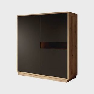 Meubella Opbergkast Acuna - Mat zwart - Eiken - 121 cm Meubella Opbergkast Acuna - Mat zwart - Eiken - 121 cm