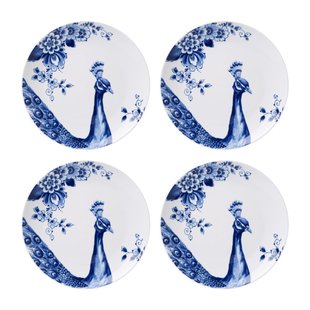 Ontbijtbord Paauw Blauw set van 4