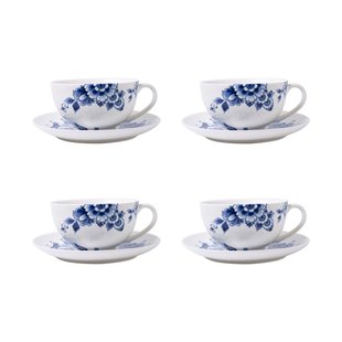 Kop en schotel Paauw Blauw set van 4