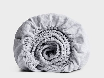 Yumeko Hoeslaken gewassen linnen blue chambray 180x210x30 100% gewassen linnen