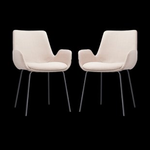 Nora-Eef eetkamerstoel beige - zwart onderstel - set van 2