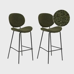 Beliani - LUANA - Barkruk set van 2 - Donkergroen - Bouclé