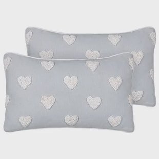 Beliani - GAZANIA - Sierkussen set van 2 - Grijs - 30 x 50 cm - Katoen