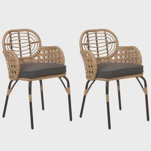 Beliani - PRATELLO - Tuinstoel set van 2 - Naturel - Rotan