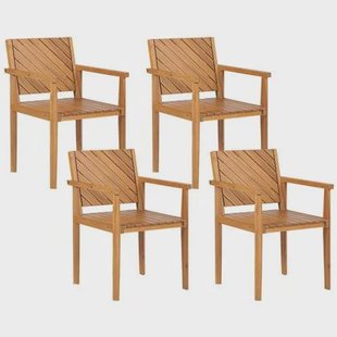 Beliani - BARATTI - Tuinstoelen set van 4 - Lichtbruin - Acaciahout