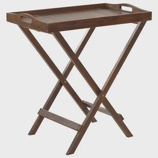 Beliani-AMANTEA-Tuintafel-Donkere houtkleur-45 x 68 cm-Acaciahout