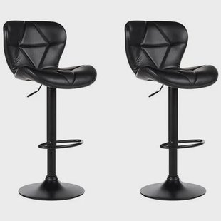 Beliani - VALETTA II - Barkruk set van 2 - Zwart - Kunstleer