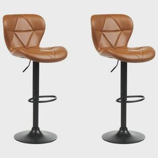 Beliani - VALETTA II - Barkruk set van 2 - Goudbruin - Kunstleer