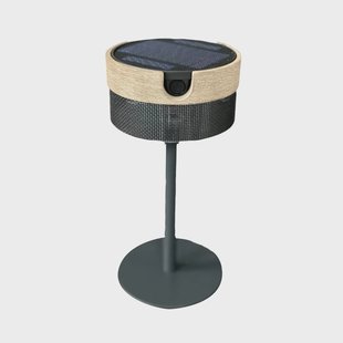 Les Jardins Bateak LED tafellamp op zonne-energie, zwart / teak-grijs, 2.700 K