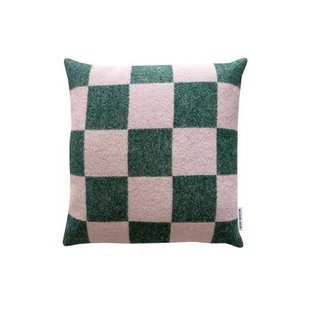 Maison Deux Checkerboard Kussenhoes - Groen / Roze