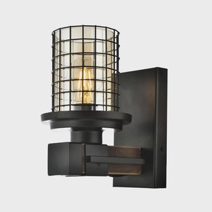 Avonni Wandlamp AP-4216-1E met glazen en roosterkap