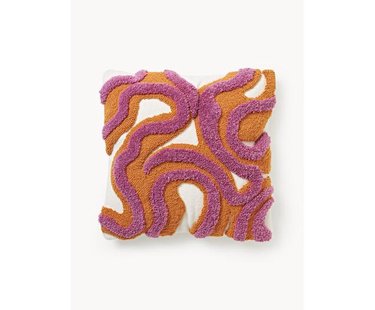 Handgetufte kussenhoes Jiri met decoratie