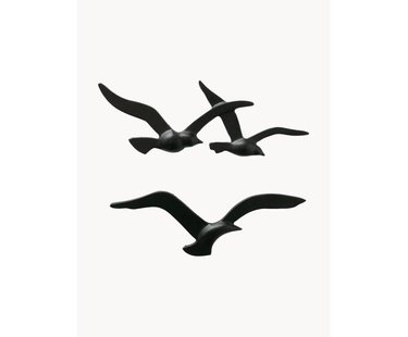 Metalen wandobjecten Birdy in de vorm van vogels, set van 2