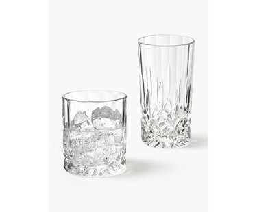 Glazen George met kristalreli&euml;f, 8-delig