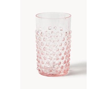 Mondgeblazen waterglazen Hobnail, 6 stuks