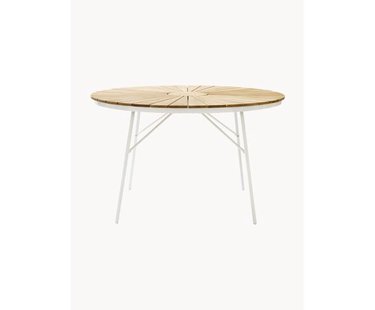 Ronde tuintafel Ellen met teakhouten tafelblad, in verschillende formaten