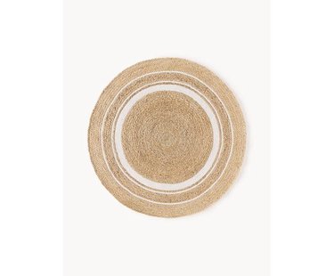 Rond juten vloerkleed Clover, handgemaakt