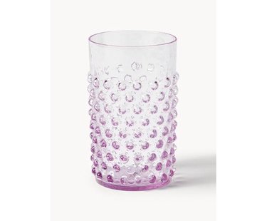 Mondgeblazen waterglazen Hobnail, 6 stuks