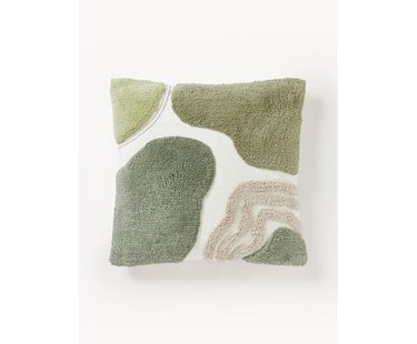 Handgetufte kussenhoes Coraline met decoraties