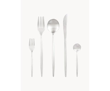 Mat geborstelde bestekset Shimmer, in verschillende setgroottes