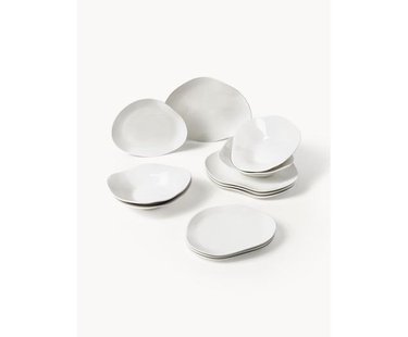 Porseleinen serviesset Joana in organische vorm, 4 personen (12-delig)