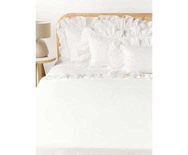 Gewassen katoenen perkal laken Louane met franjes