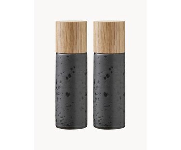 Zout- en pepermolen Bizz met houten deksel, set van 2