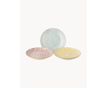 Handbeschilderde taartplaten Patrizia, set van 3