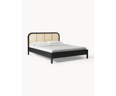 Houten bed Jones met hoofdeinde van Weens vlechtwerk