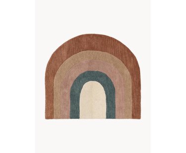 Handgetuft kindervloerkleed Rainbow van wol met franjes