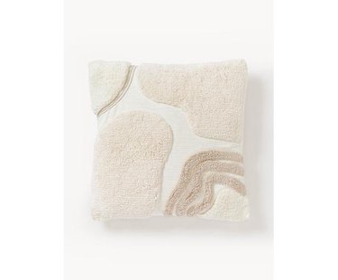 Handgetufte kussenhoes Coraline met decoraties