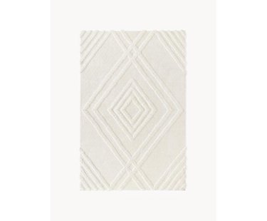 Pluizig hoogpolig vloerkleed Magda met verhoogde hoog-laag structuur