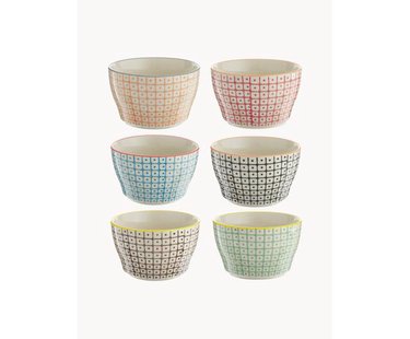 Schalen Carla met klein patroon, set van 6