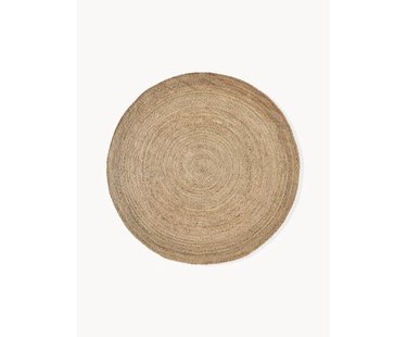 Rond juten vloerkleed Sharmila, handgemaakt