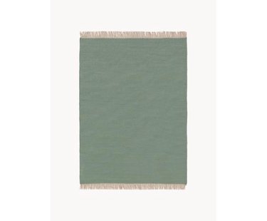 Handgeweven wollen vloerkleed Liv met franjes