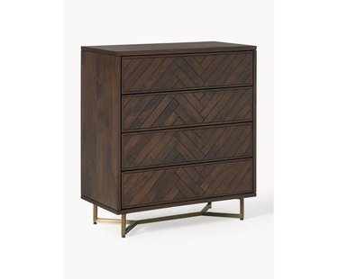 Ladekast Luca van mangohout met visgraat-patroon