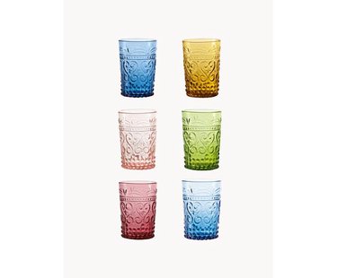 Handgemaakte waterglazen Provenzale, 6-delig