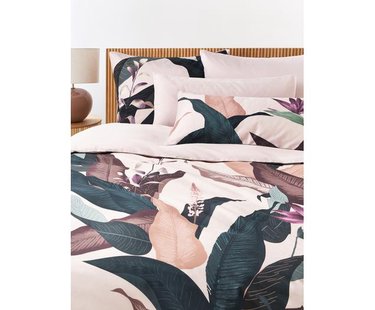 Katoensatijnen dekbedovertrek Flora