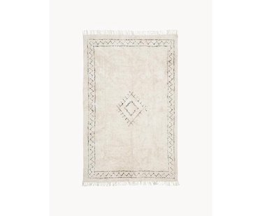 Handgetuft katoenen vloerkleed Fionn met franjes