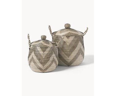 Opbergmanden Mija met deksel, set van 2