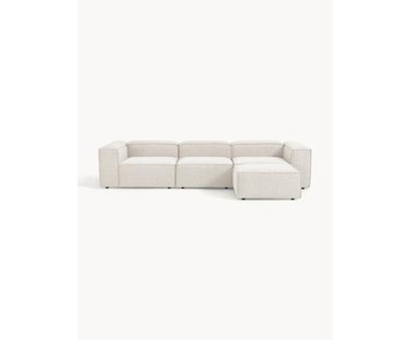 Modulaire bank Lennon (4-zits) uit boucl&eacute; met poef (links/rechts)