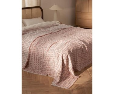 Gewassen mousseline bedsprei Ronia met franjes