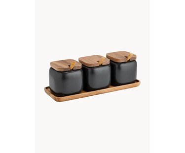 Opbergpotten Essentials met dienblad, set van 4