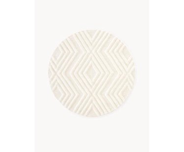 Rond katoenen vloerkleed Ziggy met verhoogd hoog-laag patroon