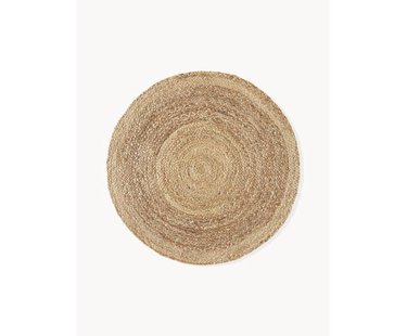 Rond juten vloerkleed Sharmila, handgemaakt